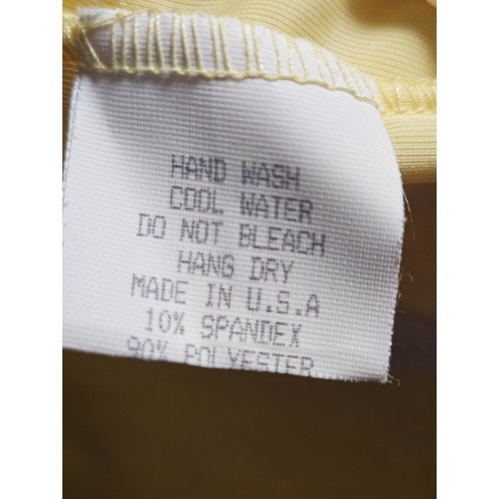 Vintage Yellow Velour Lace Floral Rosette Cami Tank Top Y2K Made in USA Small - Picture 4 of 4